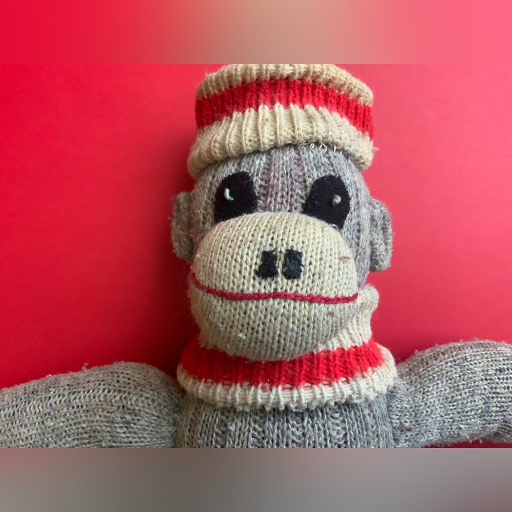 Vintage Gray Knit Sock Monkey - Picture 4 of 12